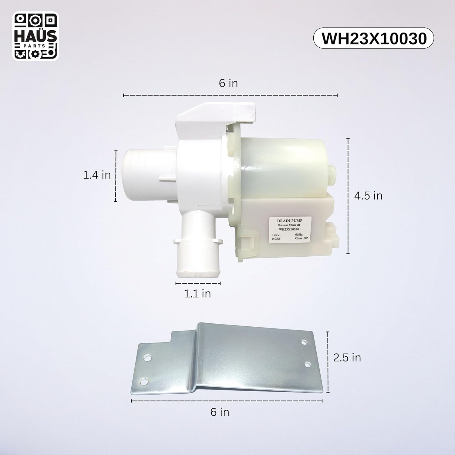 WH23X10030 Washer Drain Pump Replacement - Fits GE & Hotpoint Washer Brands - Fixes Draining & Noise Issues - Replaces WH23X0091, 3015301, P5803461
