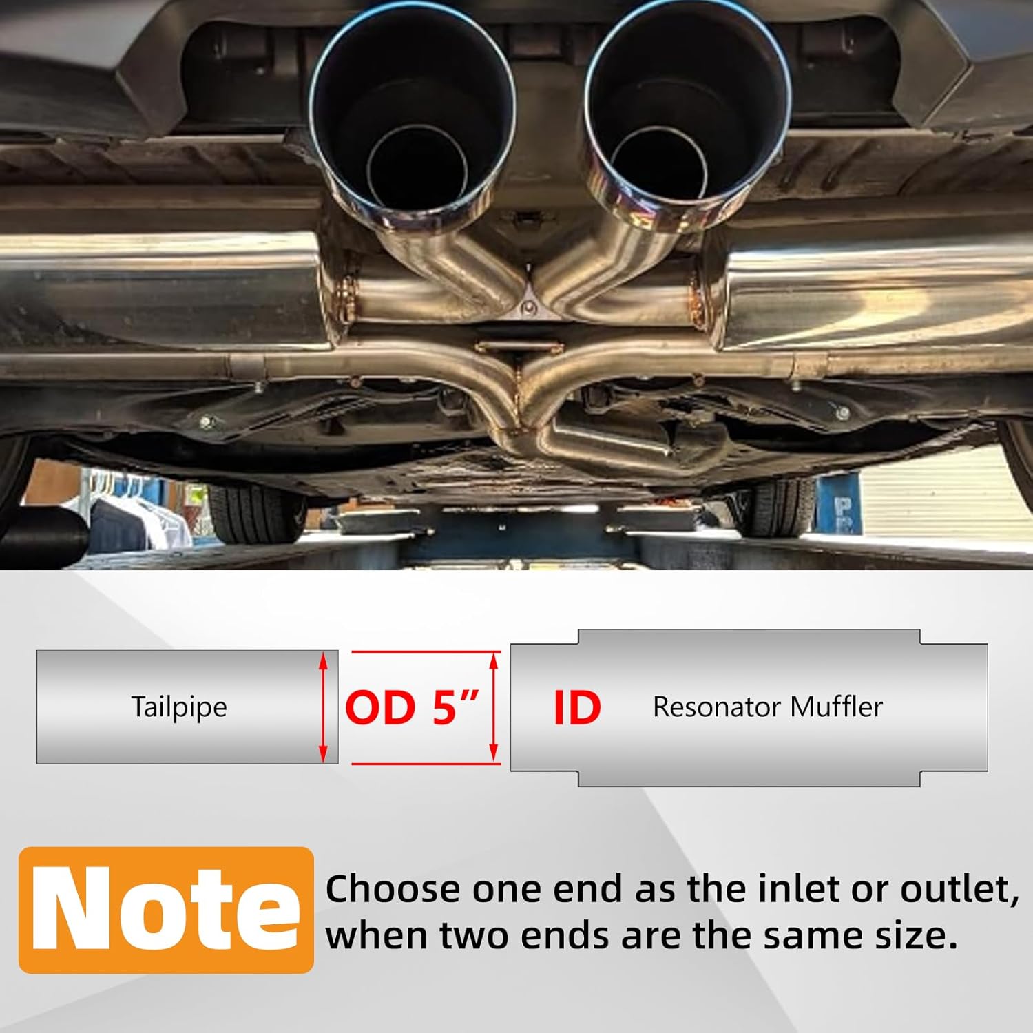 A-KARCK 5 Inlet Exhaust Resonator, 5 Inlet 5 Outlet 30 Overall Length Muffler Resonator Stainless Steel (5 Inlet/Outlet 30 Long)