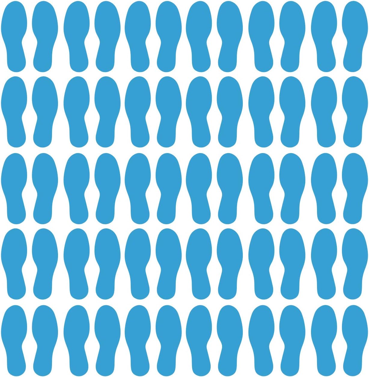 LiteMark Durable Gloss Finish Ice Blue 9 Inch Medium Size Footprint Decal Vinyl Stickers | Great for Floors, Ceilings, Walls, and Most Smooth Surfaces | Pack of 60 Footprints (30 Pairs)