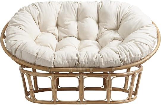 Double Papasan Chair Cushion, Large Hanging/Egg/Swing/Hammock Chair Cushions, Outdoor Waterproof Garden Chair Pad, Thicken Comfortable Soft, White, 65 * 45 in