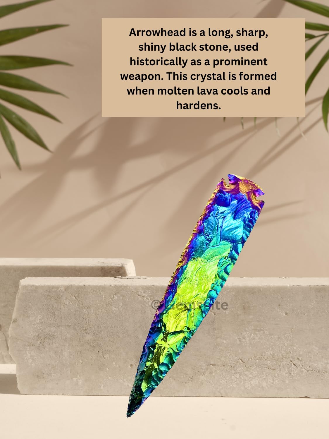 GEMSCITE Titanium Aura Quartz Arrowhead (1 PCS) - 8" to 9" for DIY Project Craft Point Necklace, Jewelry Making & Gifting - Natural Indian