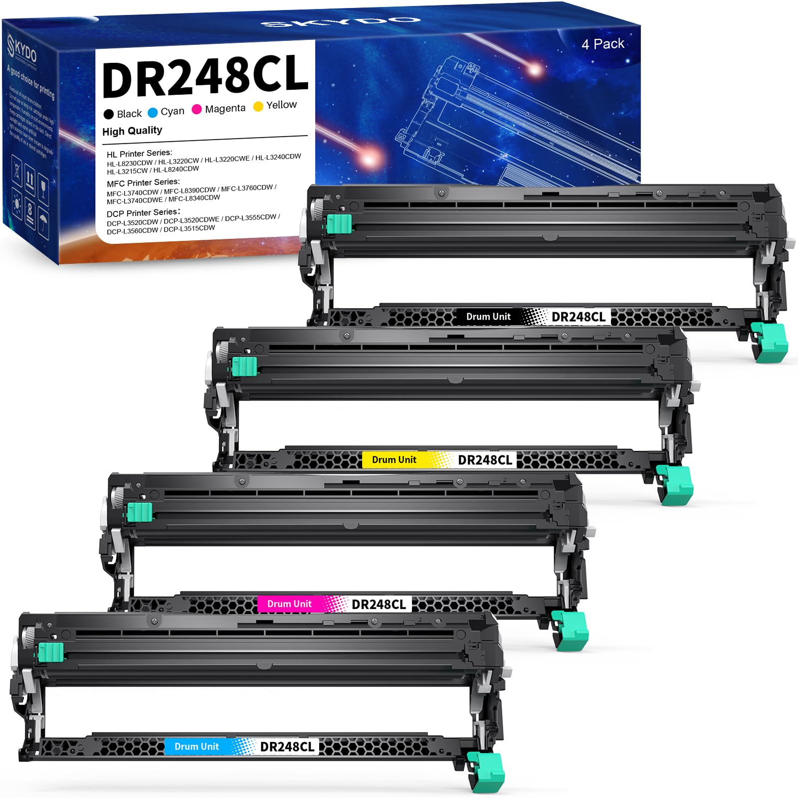 DR248CL Tamburo Compatibile per Tamburo Brother DR248CL Toner per Brother DCP-L3560CDW HL-L3240CDW HL-L3215CW HL-L3220CW MFC-L8340CDW MFC-L8390CDW MFC-L3760CDW MFC-L3740CDW DCP-L3515CDW, 4pack