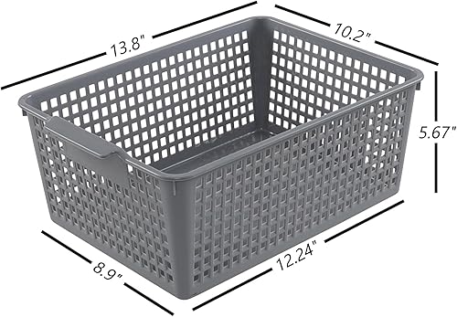 Miniatura 3 de Ramddy Paquete de 3 cestas de almacenamiento grises, cestas organizadoras de plástico grandes
