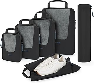 BAGSMART Compression Packing Cubes for Travel, 6 Set Packing Cubes for Suitcases for Carry-on Luggage,lightweight Packing ...