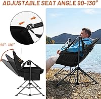 Vista 5 de TIMBER RIDGE Silla de camping hamaca con respaldo ajustable, hamaca plegable resistente que soporta 300 libras, silla hamaca portátil para camping