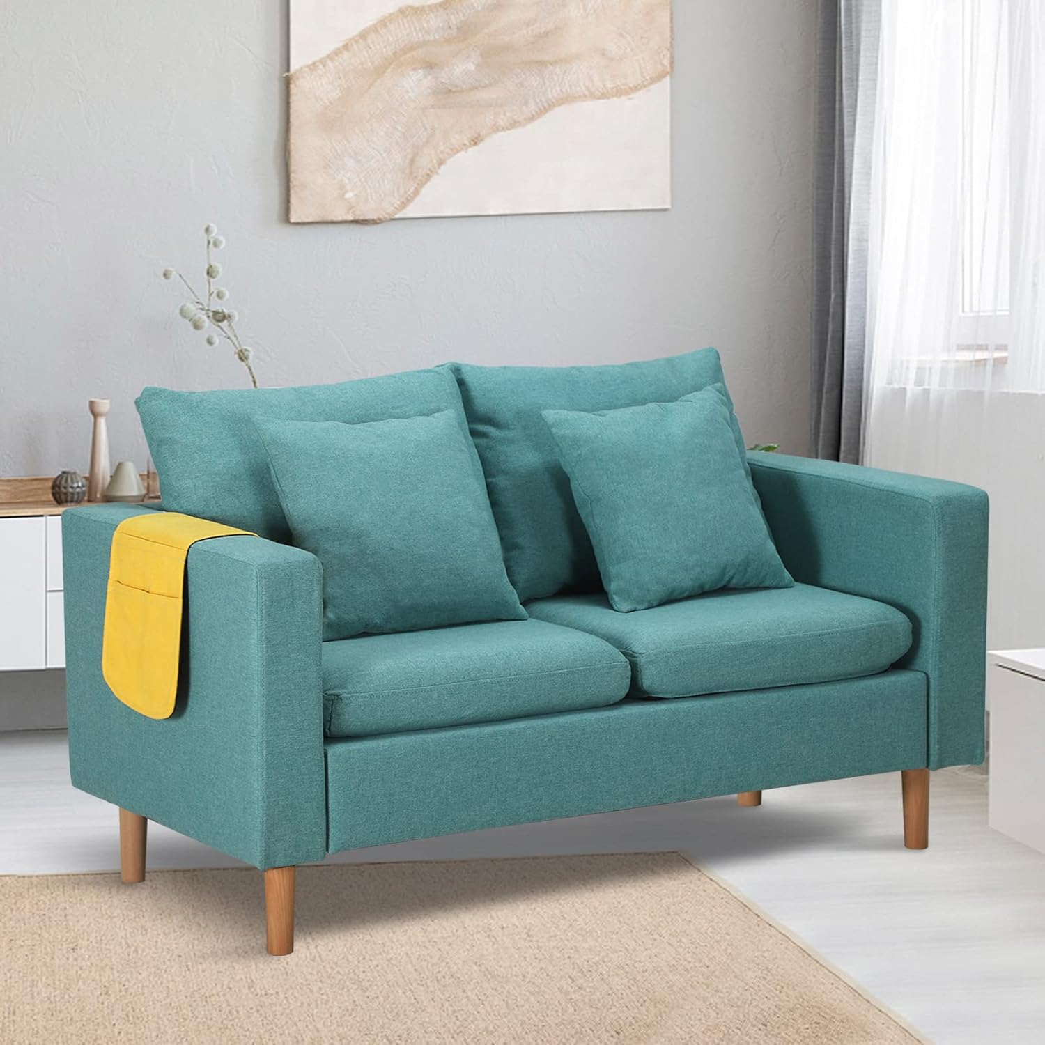 Babion Loveseat Sofa, MidCentury Modern Fabric Loveseat