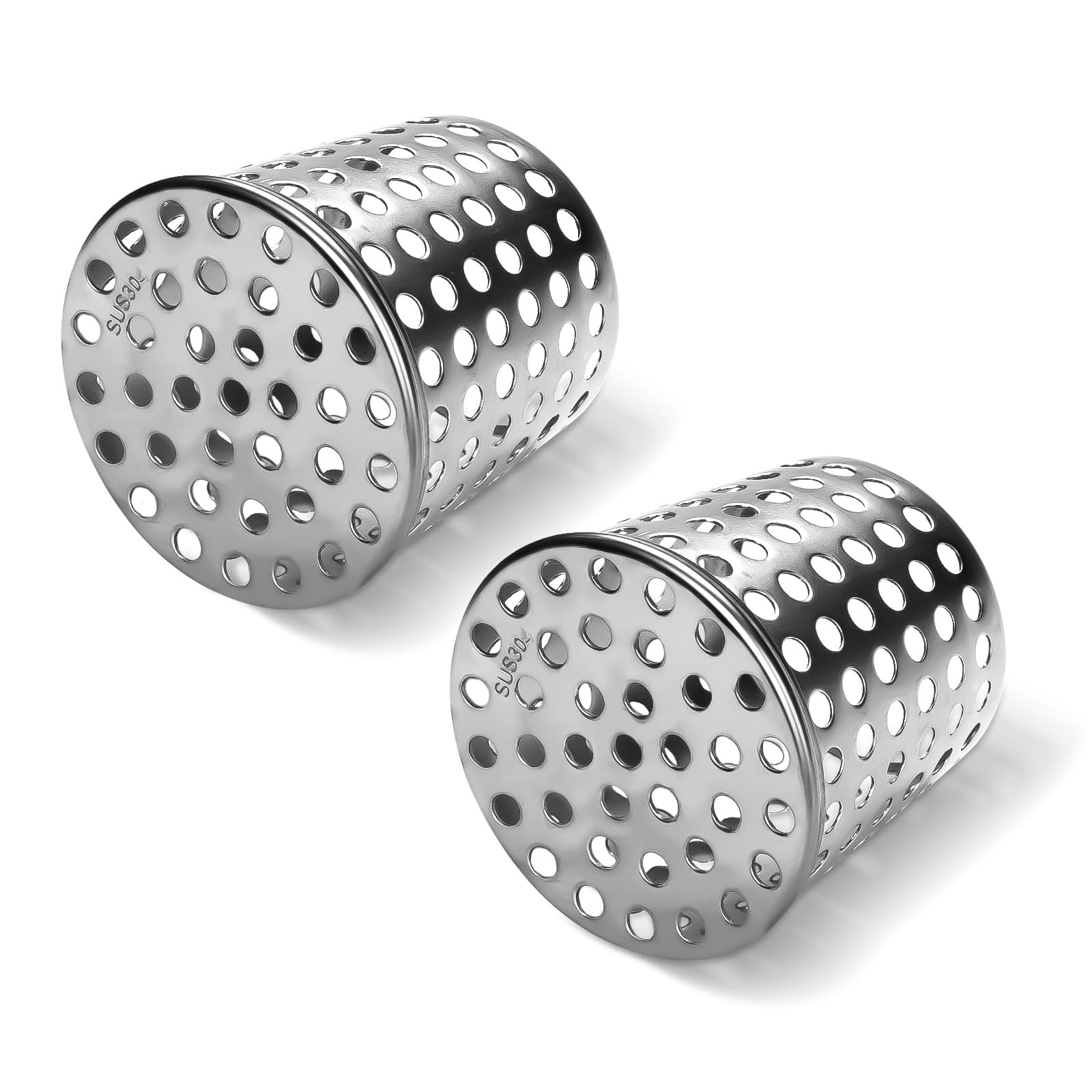 2 coperture per sfiato in PVC, filtro di protezione per grondaie, in acciaio inox, conico, per tubi di scarico da 63 mm