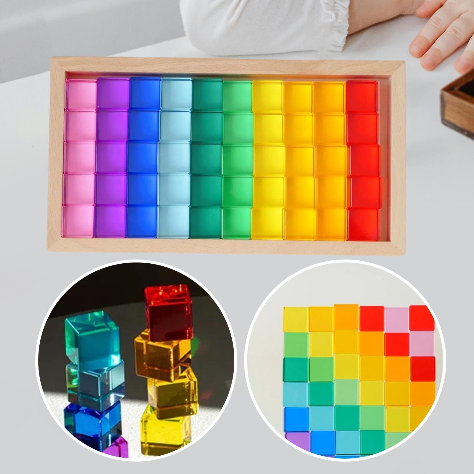 Oshhni Bloques de Construcción Cubos Acrílicos Juego Sensorial Infantil Aprendizaje Lógico Apto para Niños Niñas Centro Educativo Hogar