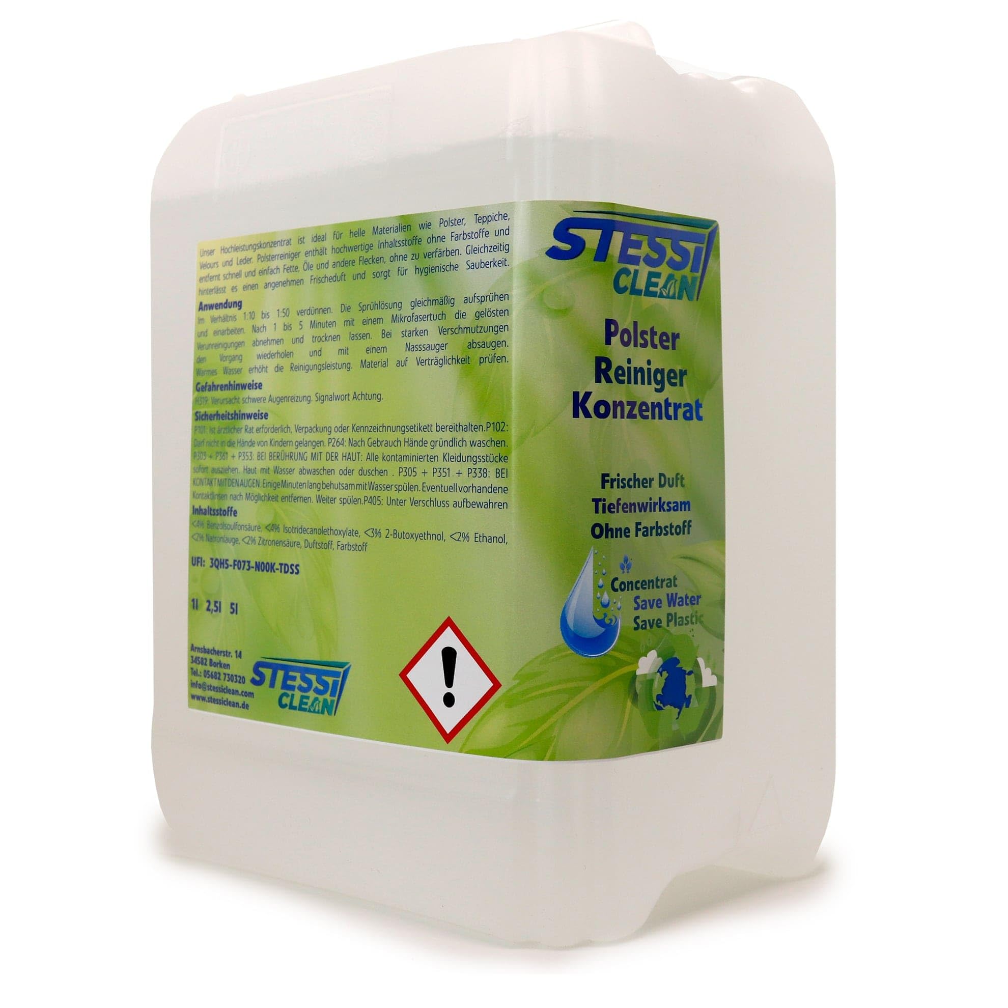 Polsterreiniger Konzentrat | 10 Liter | Reinigung Teppichböden | Polstern | Autositzen | Reinigungsmittel | Fleckenreinigung | Möbelstoffe | Teppiche und Hartböden