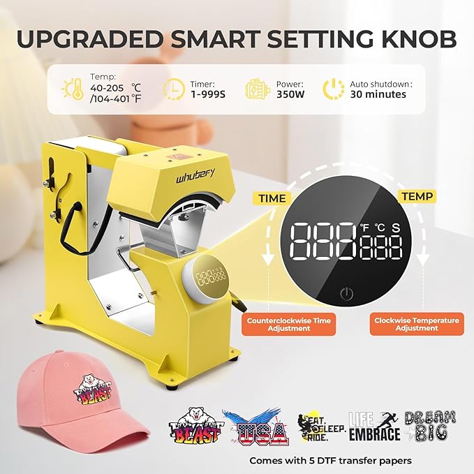 Termofijadora Automática 3 en 1 para Gorras Whubefy con 3 Platillos miniatura 5