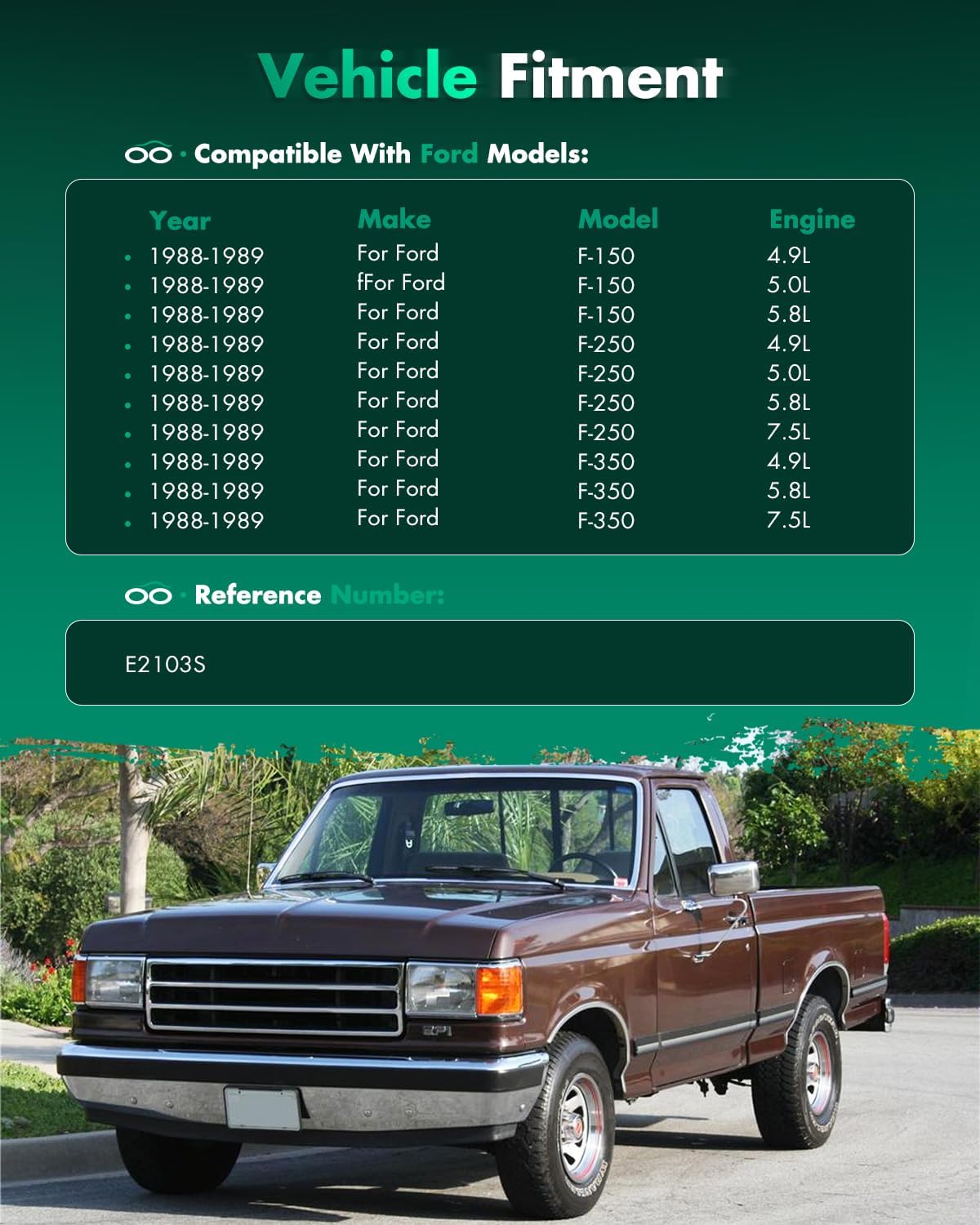SCITOO Fuel Pump Electrical Assembly High Performance for 1988-1989 for Ford F350 4.9L,1988-1989 for Ford F350 5.8L,1988-1989 for Ford F350 7.5L, E2103S