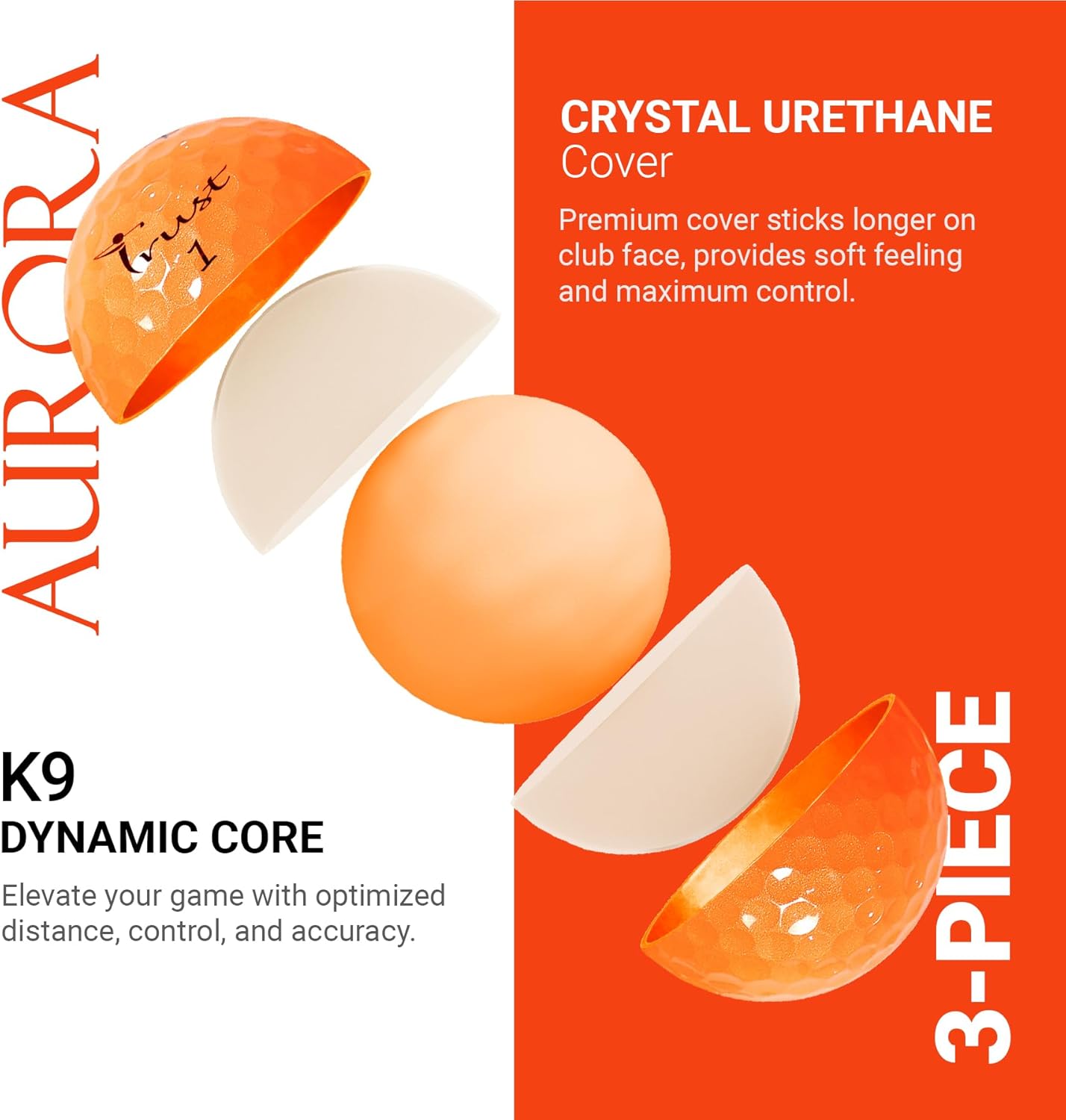 Trust Golf Balls - Aurora & Rosa Crystal Urethane Series | Eye-Catching & Easy to Spot | Maximum Distance, Soft Feel, Straight Flight, & Greenside Control | Blue, Orange, Pink, Yellow | 12 or 48 Balls