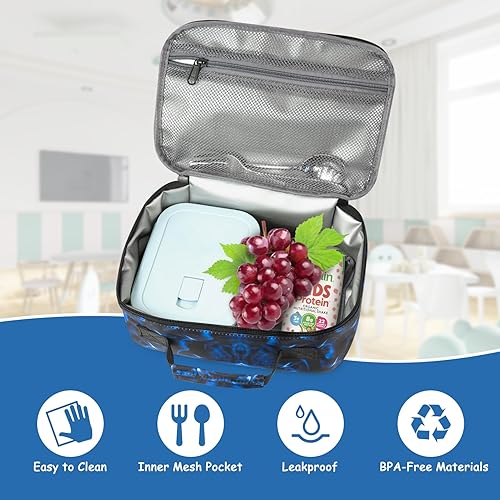 Miniatura 3 de Lonchera para niños y niñas, lonchera aislada, reutilizable, refrigerante, para niños pequeños, escuela, guardería, picnic (pelota de fútbol con