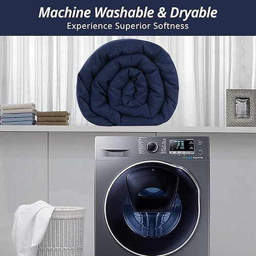 Miniatura 8 de HOMBYS Edredón King extragrande de 120 x 120 pulgadas, relleno de edredón alternativo ligero acolchado para todas las estaciones, azul marino, 8