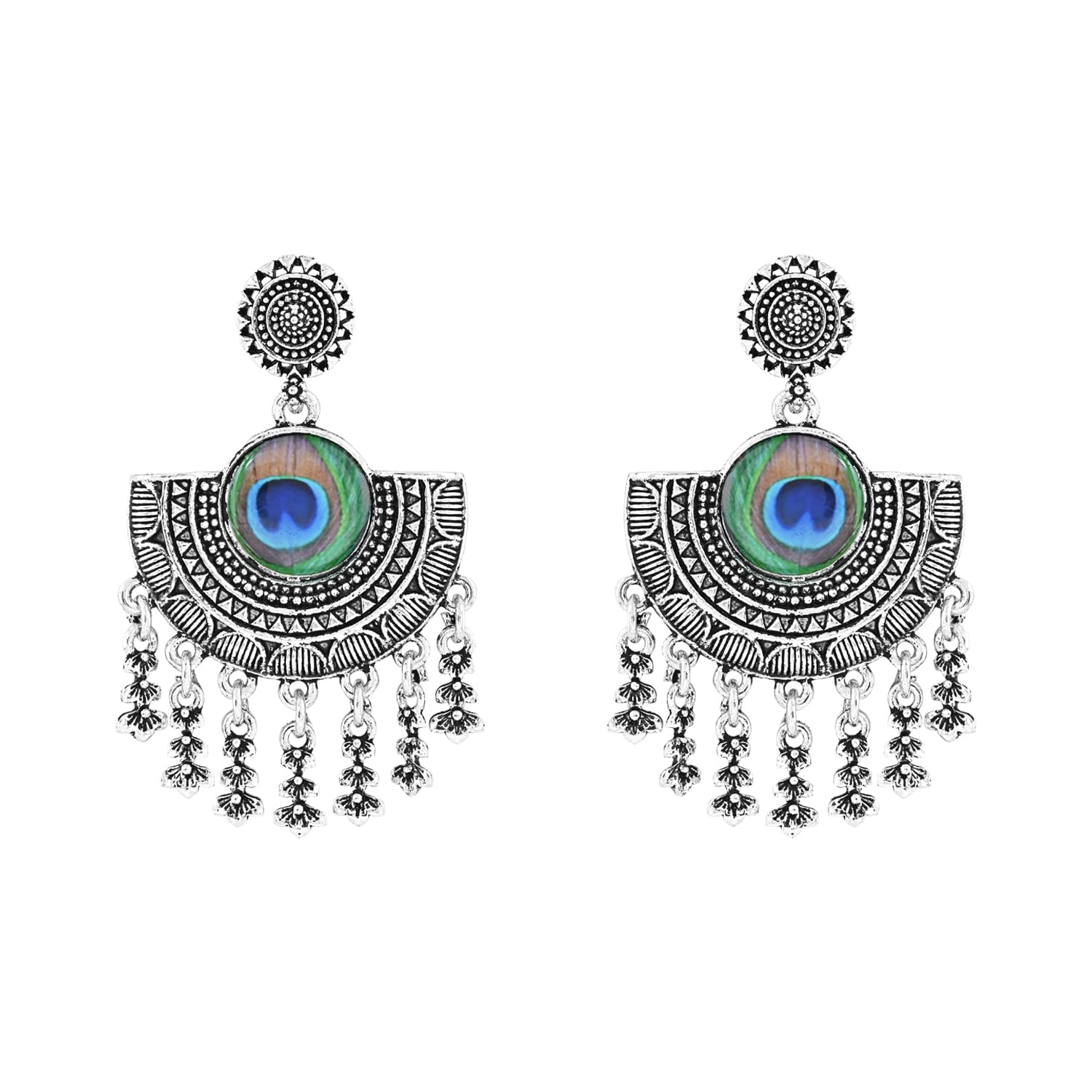 See full amazon price history chart for I Jewels Navratri Ethnic Silver Oxidised Afghani Style Peacock Fether Earrings For Women & Girls (E3140OX) I Jewels Navratri Ethnic Silver Oxidised Afghani Style Peacock Fether Earrings For Women & Girls (E3140OX) (B0CH9WNKGF) Amazon Price History, Amazon Price Tracker