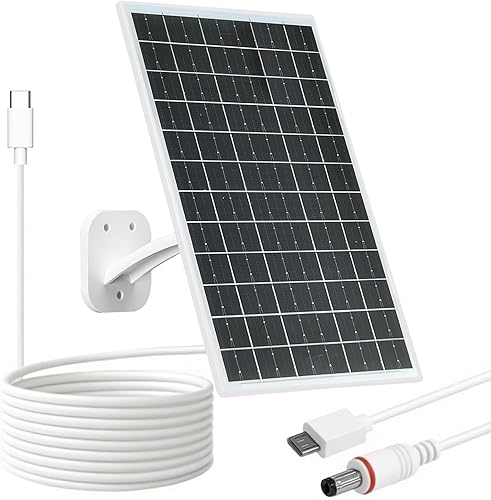 Miniatura 11 de FUTUREZEN Panel Solar de 10W para Cámara de Seguridad, Cámara de Rastro, Dispositivo Tipo-C, Cargador Solar con USB-C, Micro USB y Puerto DC Panel