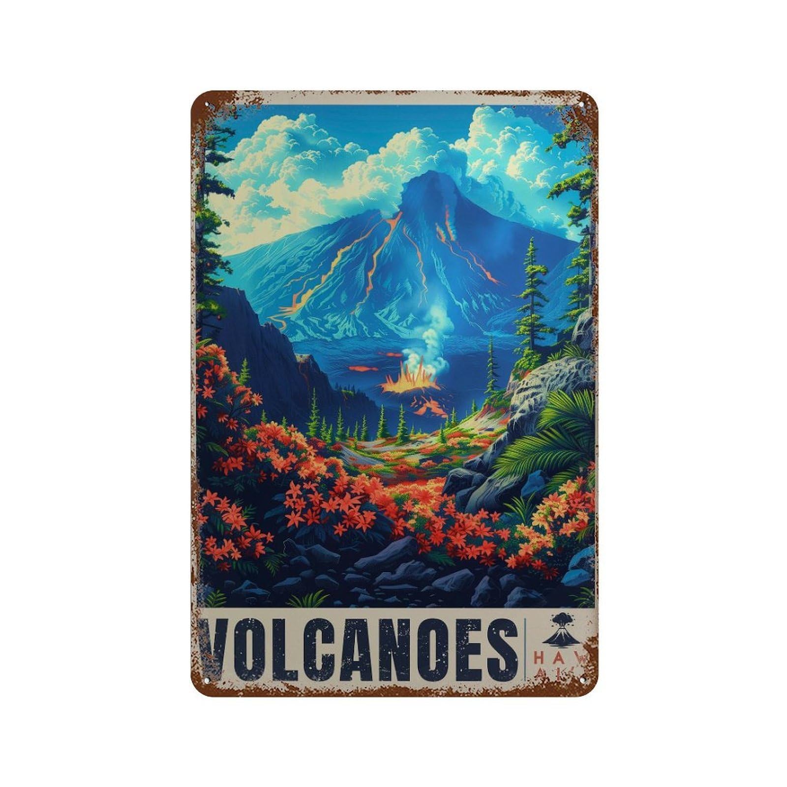 xiaoxiaoshen Volcanoes National Park Hawaii Travel Wall Decor Art Metal Tin Poster Modern Home Decor Art Home Bar Shop Decorations Vintage Sign 30x20cm