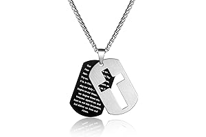 Stainless Steel Dog Tag Cross Necklace for Men