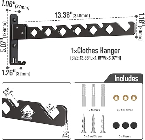 Miniatura 8 de Perchero de pared para secar ropa, plegable, gancho para colgar ropa de baño, perchero de pared para interiores, perfecto para espacios pequeños,