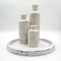 Vista 3 de Bandejas decorativas, bandeja de centro de mesa, bandejas redondas de madera rústica, bandeja para velas, bandeja de jarrón, bandeja de servir