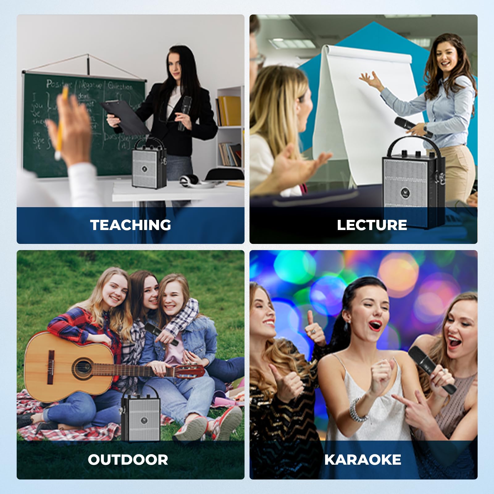 Drahtloser Sprachverstärker mit Handmikrofon, Tragbare Bluetooth-Lautsprechermikrofone mit Lehrern & Events, Kabelloses Karaoke-Mikrofon zum Singen, PA-System mit Echo- & Soundeffekten S98 Pro
