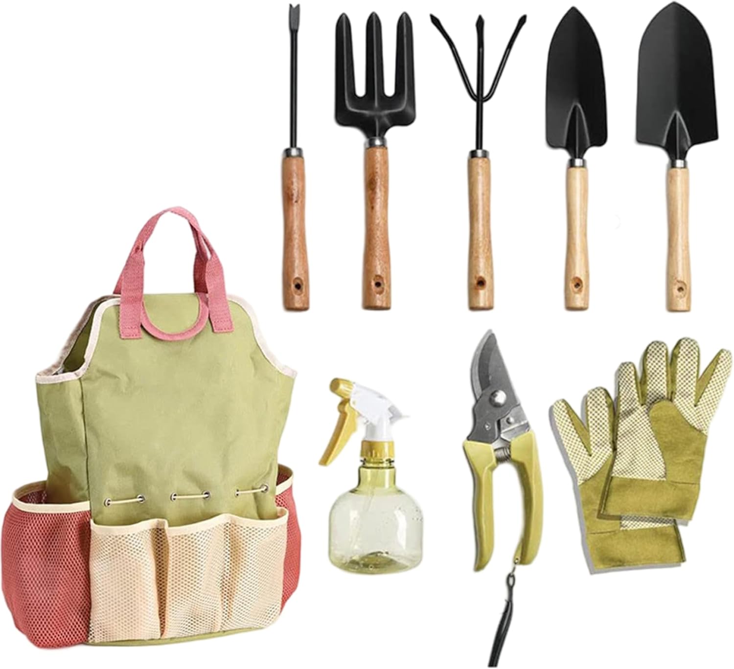 Garden Tool Sets Gardening Tool Kit - 9-Piece Heavy Duty Garden Sets with Ergonomic Non-Slip Grips, Rust-Resistant Shovel, Trowel, Rake, Pruner & Storage Bag