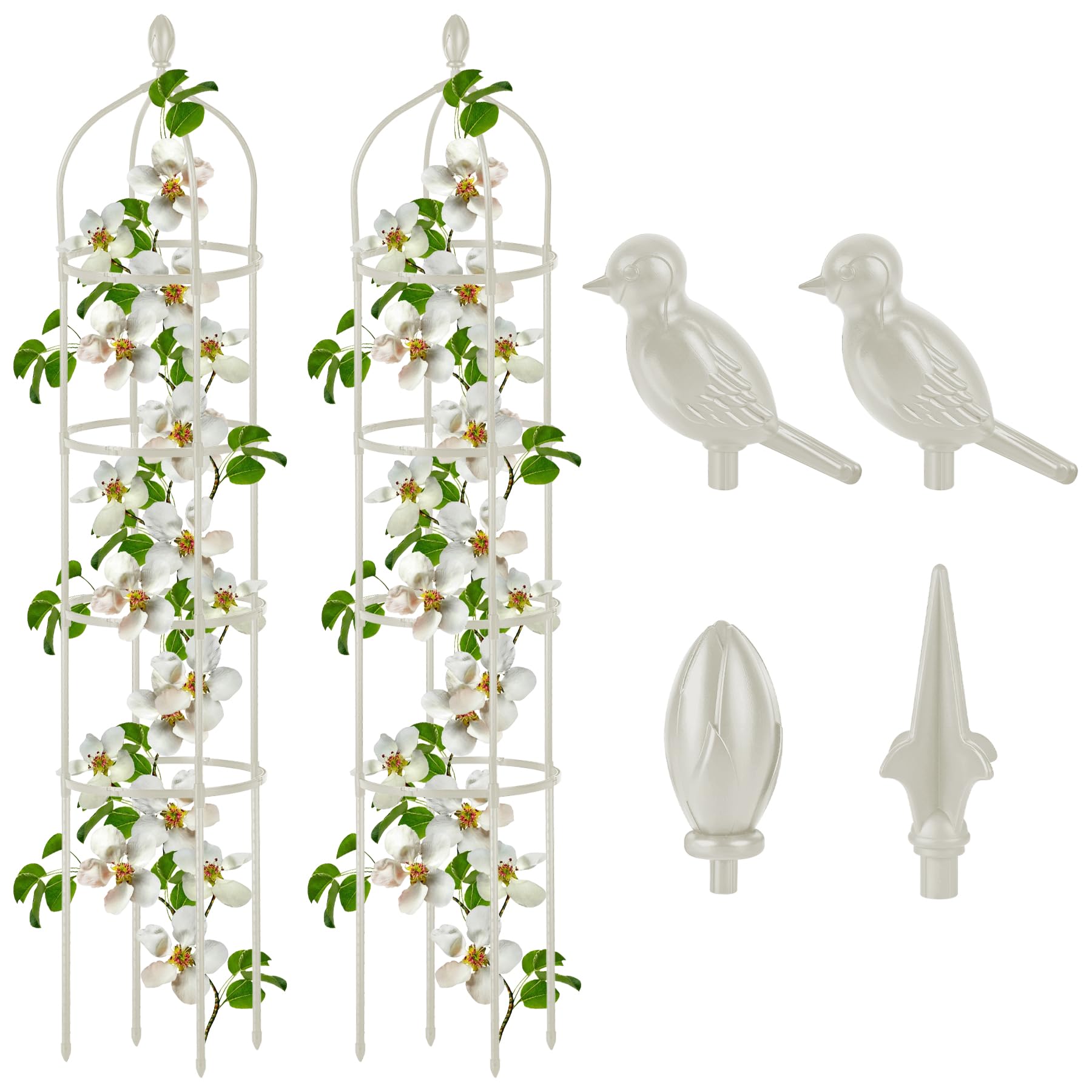 2 Pcs Garden Obelisk Trellis for Climbing Plants Outdoor 6 Ft Rose Bush Round Trellis for Pots Rustproof Metal Plant Flower Trellises for Clematis Vine Jasmine Support Outdoor Indoor