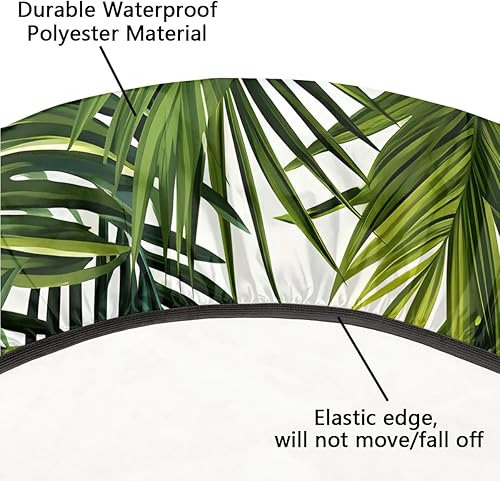 Vista 17 de Mantel redondo ajustable con borde elástico, mantel de hojas coloridas abstractas, impermeable, lavable, para mesas redondas, ideal para picnic