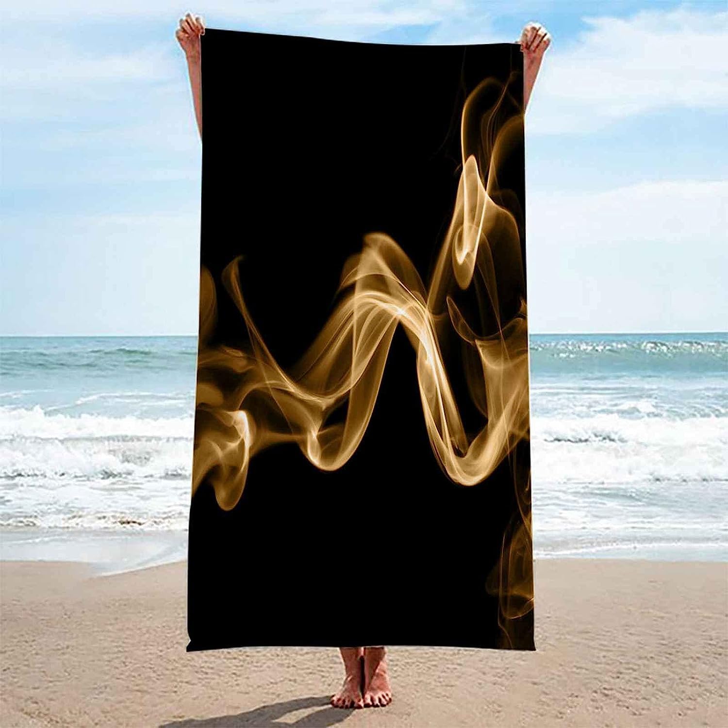 Mikrofaser Strandtuch 3D Drucken Nacht Abstrakter Rauch Extra Großes Mikrofaser Strandtuch Für Erwachsene, Sandfreies Schnelltrocknend Leichtes Handtuch Für Strand Schwimmen 150 X 200 cm -8V5N+U0U