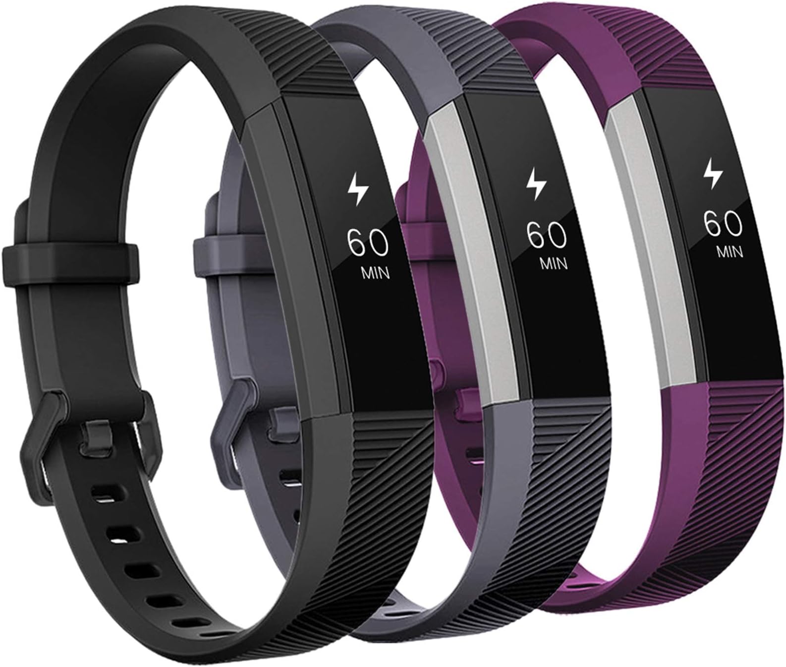 GEAK Bands Compatible with Fitbit Alta & Alta HR, 3 Pack Soft Silicone Wristbands with Secure Metal Buckle for Men & Women, Small & Large
