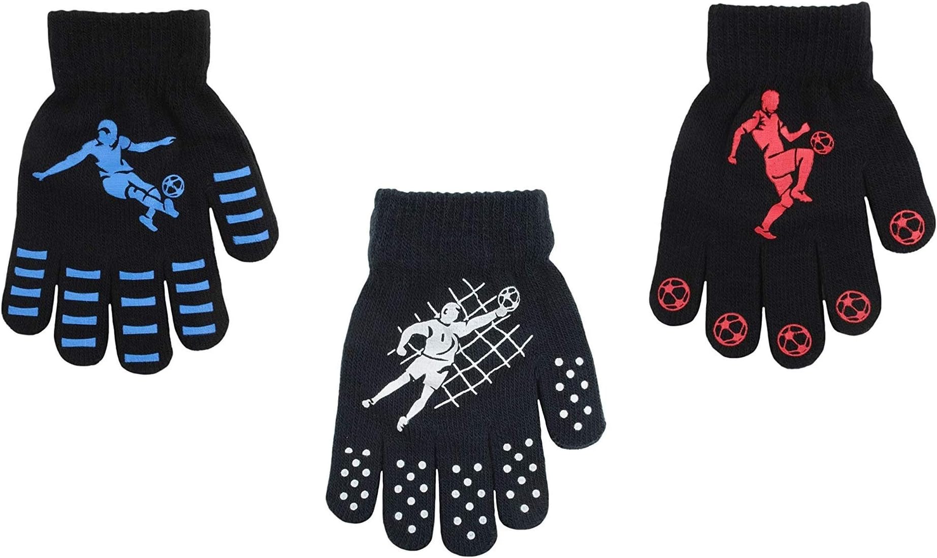 MAGIC GLOVESBoys Pattern Winter Gripper Gloves - Kids 3 Pairs (One size)