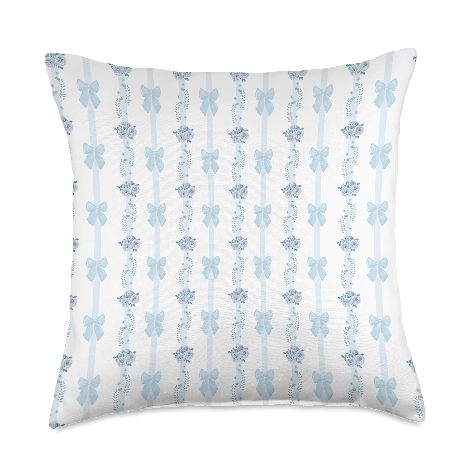 Coquette Light Blue Bows and Roses Throw Pillow