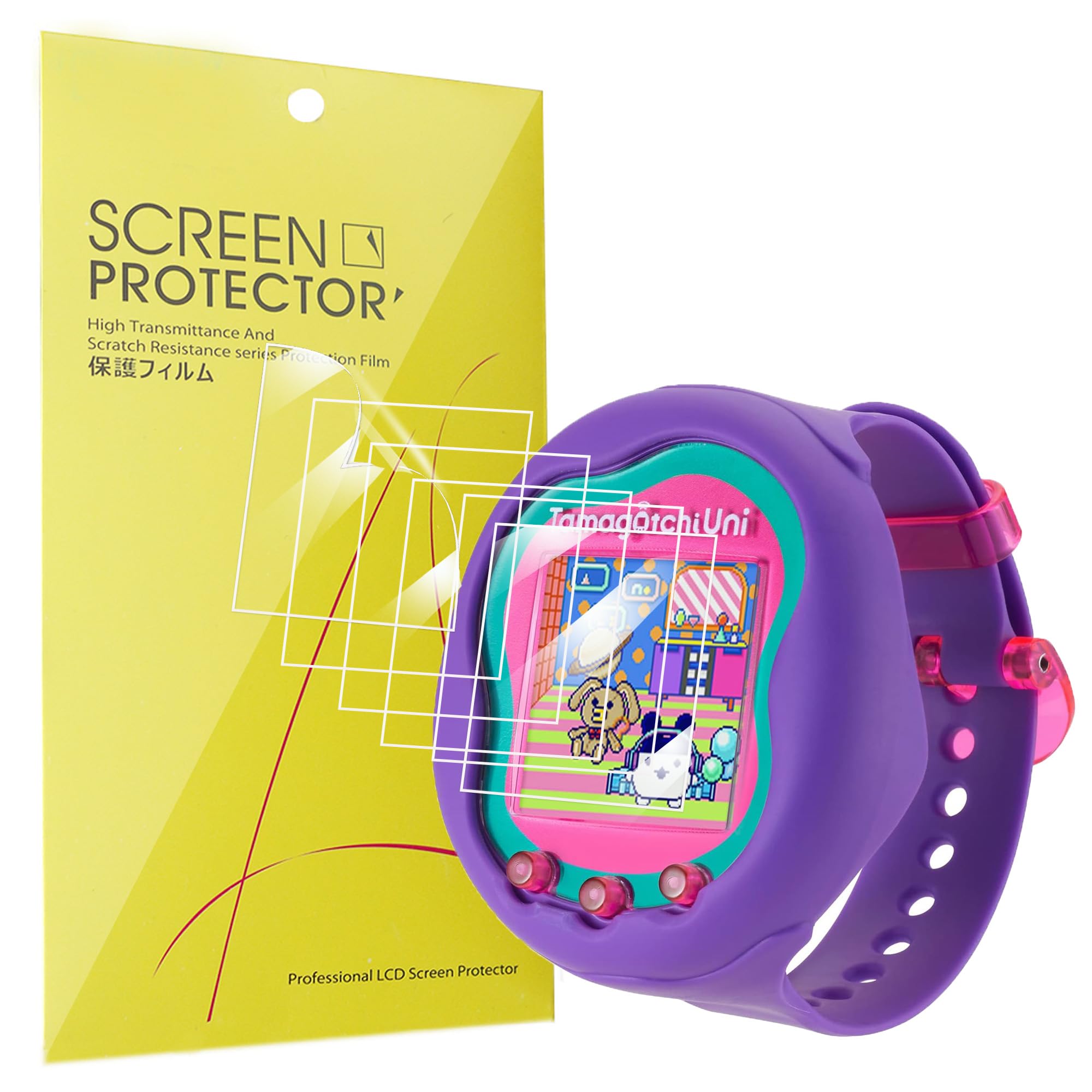Blueshaweu Compatible for Tamagotchi Uni New Wearable Electronic Game Screen Protector, [6 Pack] Full Coverage TPU Clear Film Compatible with Tamagotchi Uni (6 pack)