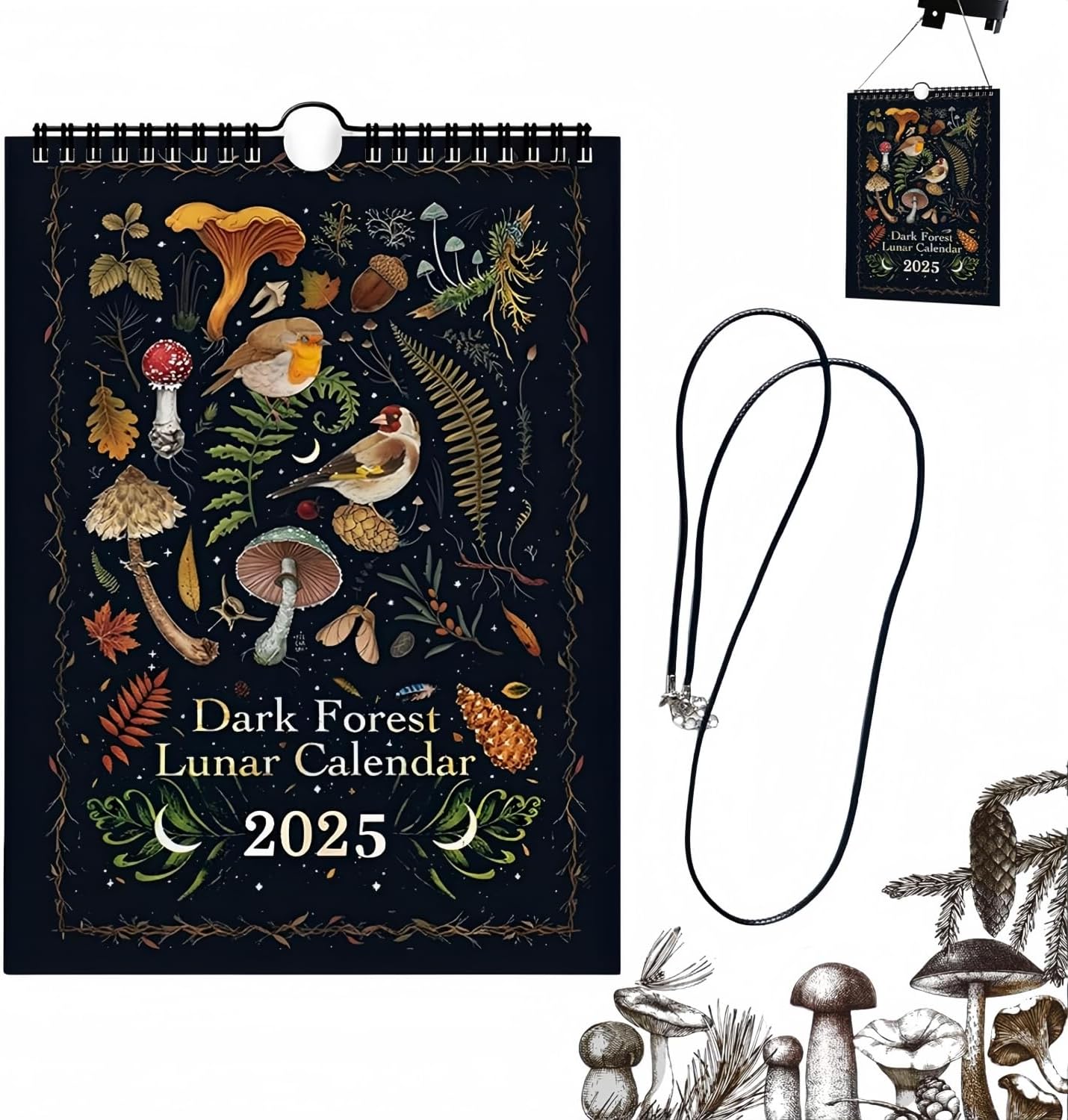 2025 Dark Forest Lunar Calendar, Calendar The Dark Forest with Black