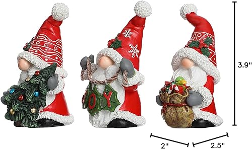 Miniatura 9 de Funoasis 3 piezas estatuas de gnomos navideños de resina hechas a mano adornos de gnomos escandinavos de vacaciones pequeños regalos de Acción de