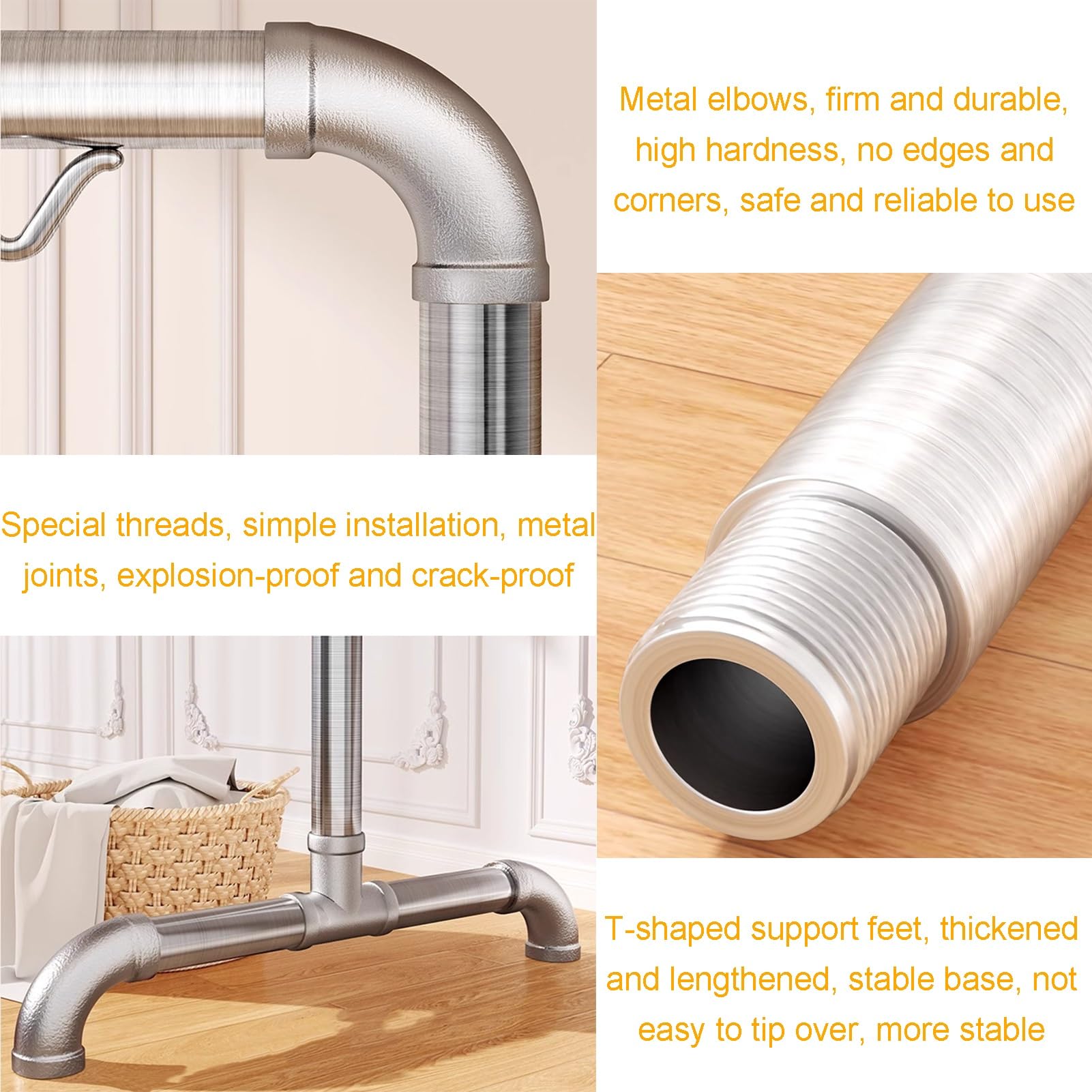 Tendedero resistente con ganchos a prueba de viento - Colgador versátil para interiores y exteriores para ropa, mantas, sábanas y prendas de vestir - Ahorra esp,Silver-(L x W x H) 150x51x150CM