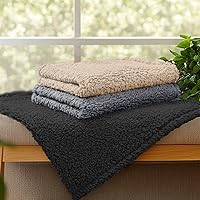 Vista 7 de 1 paquete de 3 mantas calmantes esponjosas de vellón de primera calidad para mascotas, manta suave de sherpa para perro, cachorro, gato, beige