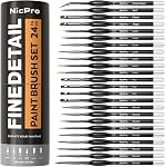 Nicpro 16 PCS Small Detail Paint Brush Set, Professional Miniature Painting Kit Fine Detail Brushes for Watercolor Oil Acrylic, Craft, Models, Rock Painting, Paint by Number- Come with Holder & Bag