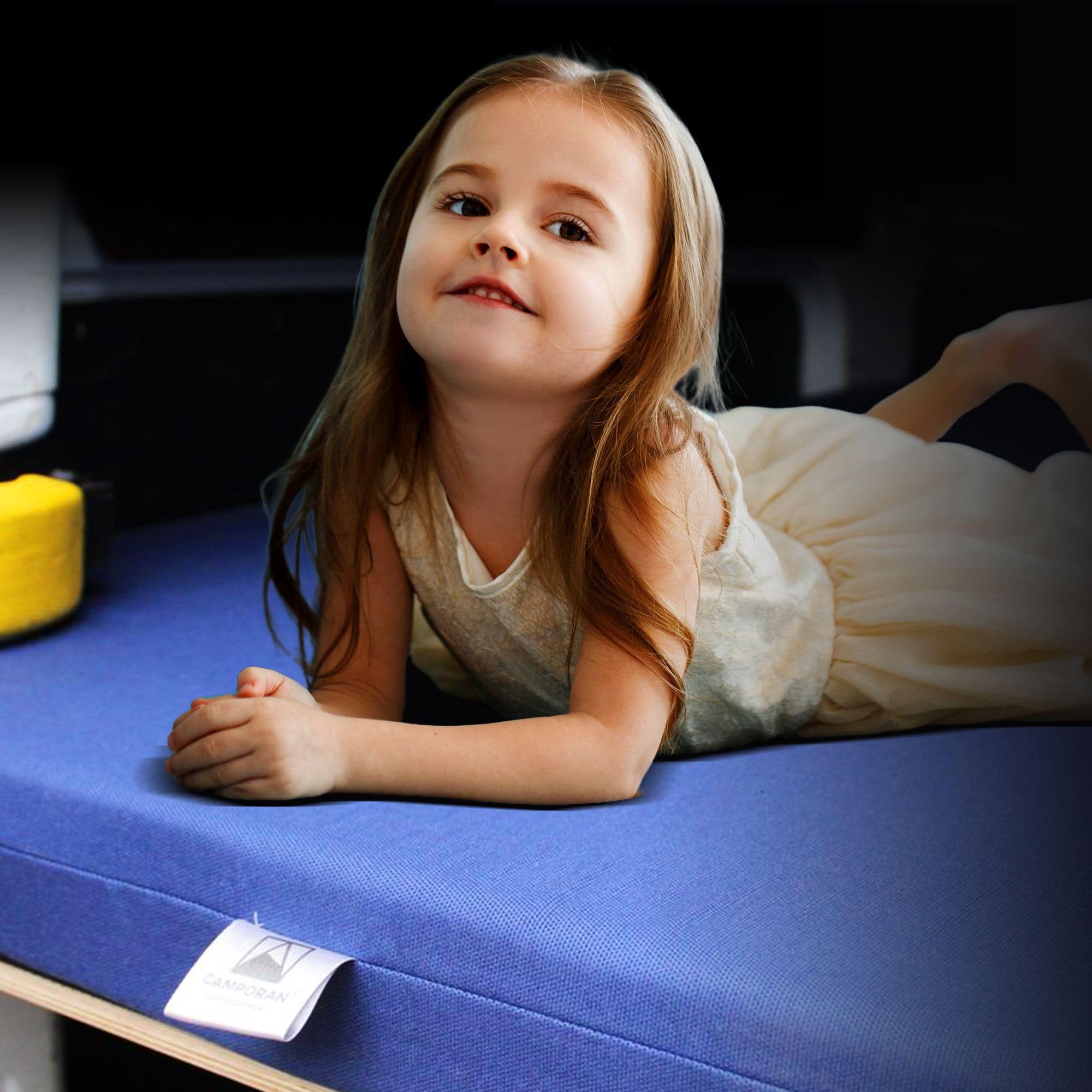 Matelas pliable pour camionnette Custom 2014-2023, ferme de haute densité, bleu foncé, déhoussable et lavable (165 x 200 cm Transit 2014 AACC)
