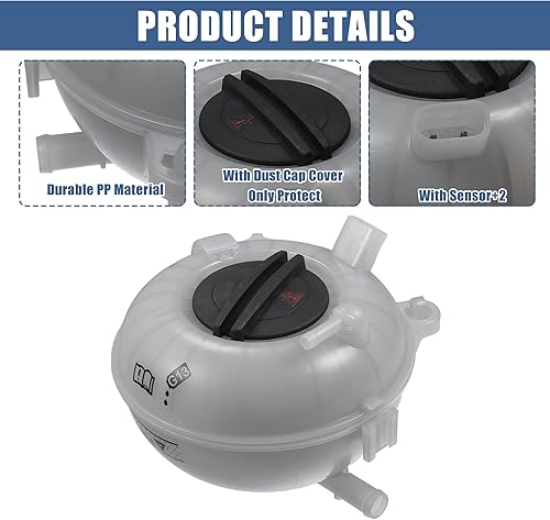 Miniatura 6 de X AUTOHAUX Tanque de depósito de radiador de refrigerante 5Q0121407A Botella de expansión de desbordamiento de refrigerante con tapa y sensor