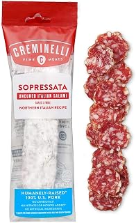 Creminelli Sopressata Salami - Artisan Italian Uncured Salami with Organic Garlic & Sangiovese Wine, 5.5 oz All-Natural U.S. Pork