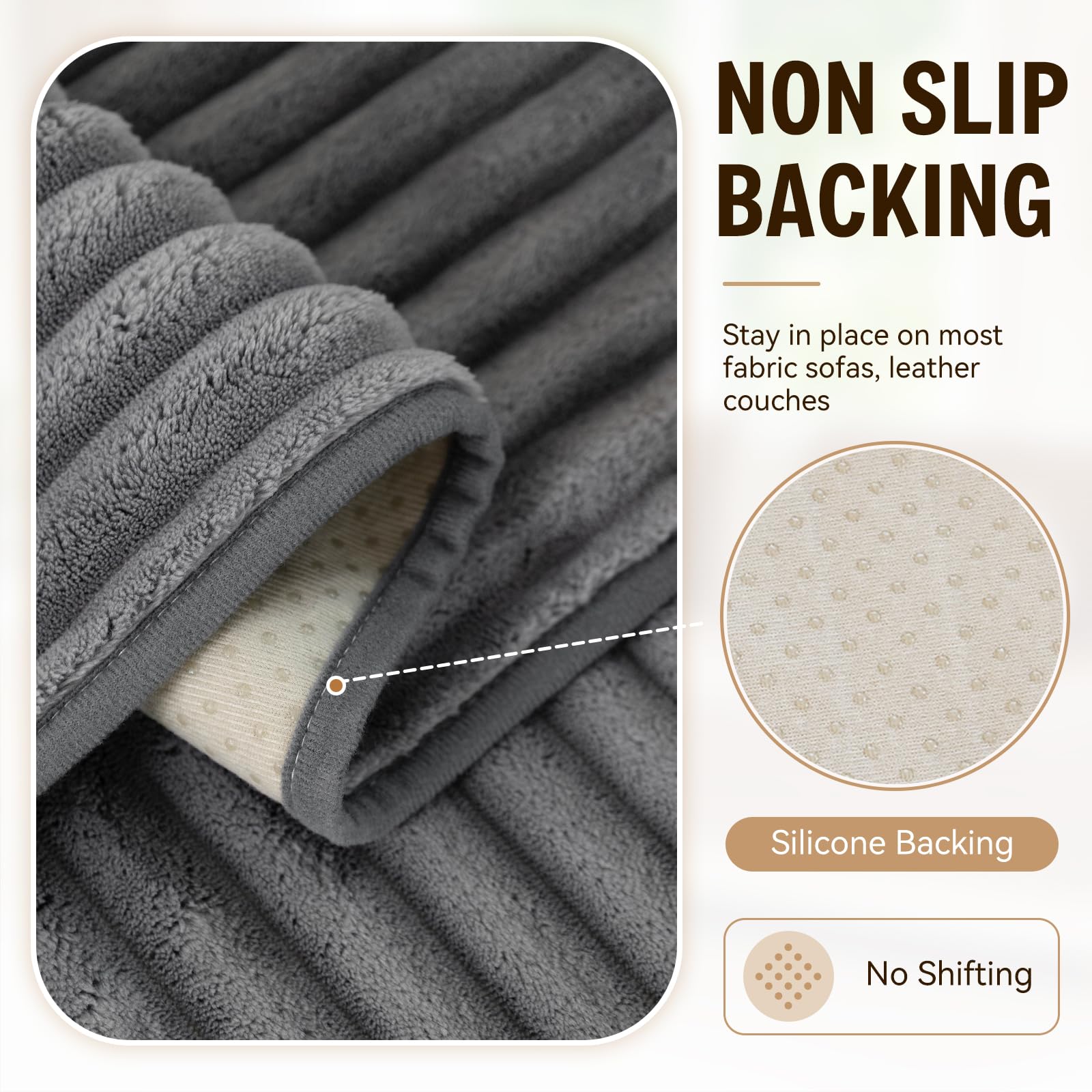 Royhom Housse de Canapé, Protege Canape Impermeable, Housse Canape d'angle, Doux Couverture pour Canapé, Tapis, Rebord de Fenêtre (Gris, 90 x 180 cm)