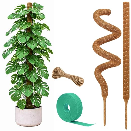 Moss Pole Monstera Plant Support – 2 Pack 28” Bendable Moss Pole Monstera Plant Support, Plant Stakes for Indoor Plants, Tall Plant Sticks Support for Climbing Plants