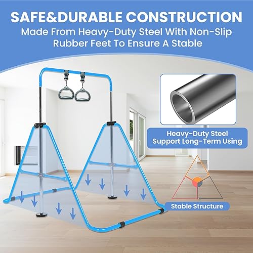 Miniatura 5 de Gymanstics - Barras para el hogar con anillos para niños y niñas, juego de regalo de entrenamiento de gimnasia, barra de entrenamiento plegable,