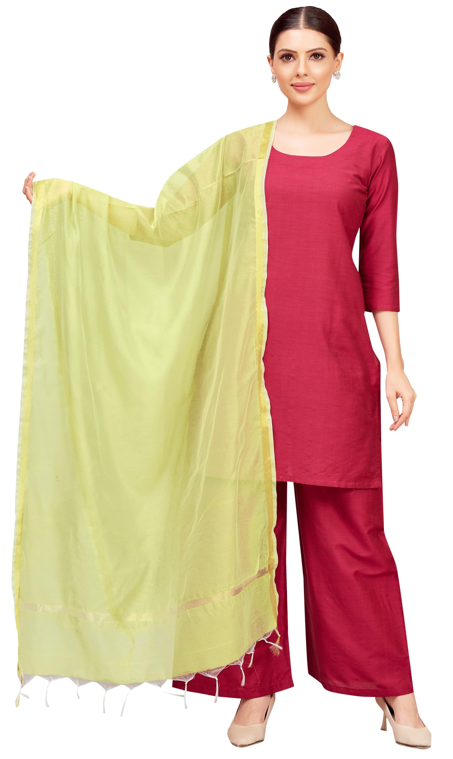 Studio ShringaarWomen's Chanderi Silk Blend Handloom Dupatta (32" X 2.35 Meters)