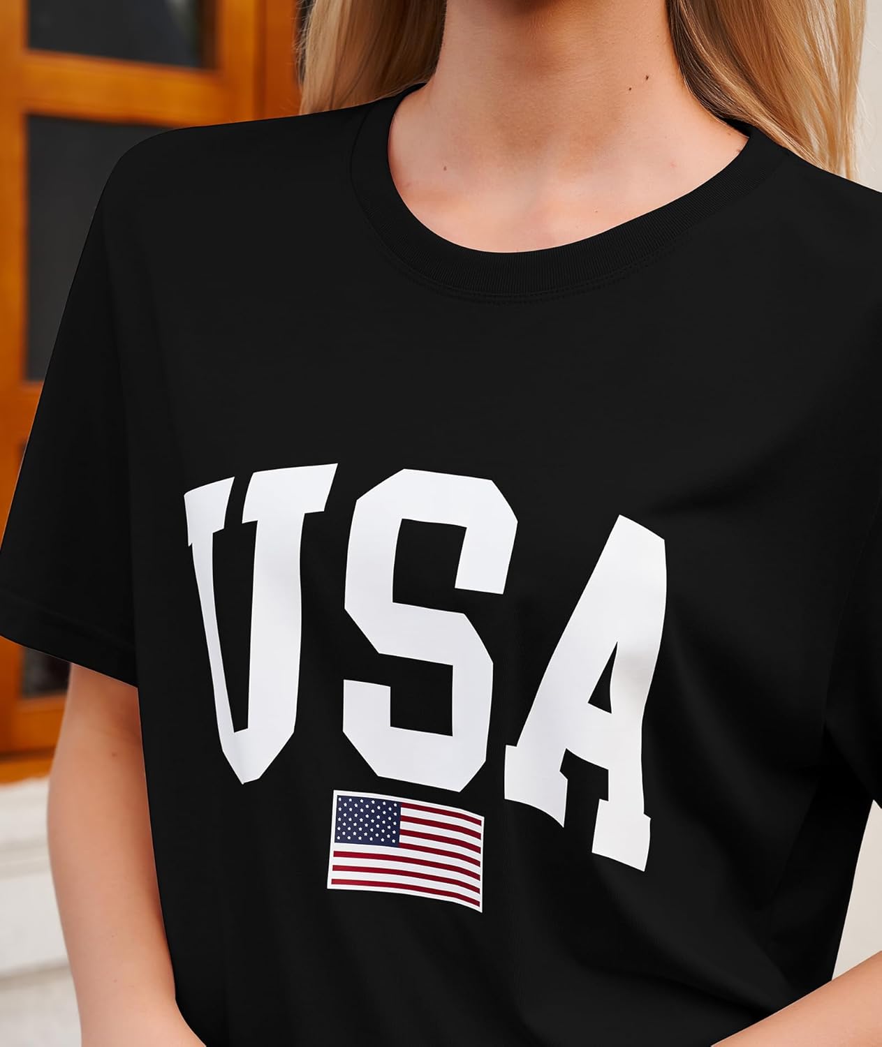 KESIHAN Womens USA T Shirt American Flag Patriotic Shirts Womens Graphic T Shirts Round Neck Short Sleeve Tops - Image 7