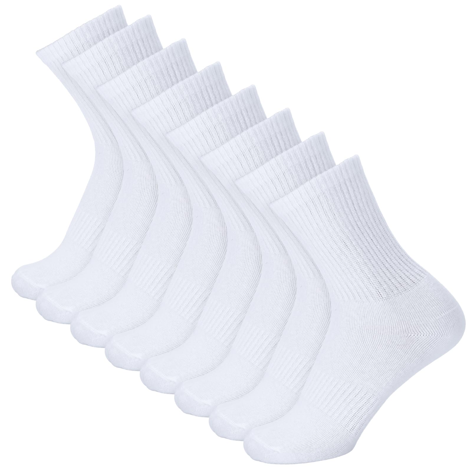 Apricitie 8 Paar Tennissocken Damen,Sportsocken Laufsocken Weiße Socken Damen Herren,35-38，Weiß