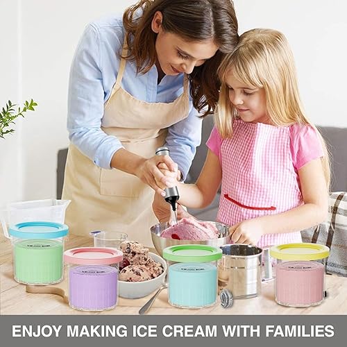 Miniatura 5 de Paquete de 2 recipientes para helado Ninja Creami Deluxe, 24 onzas, para pintas y tapas de repuesto, compatibles con Ninja 11 en 1 serie NC501