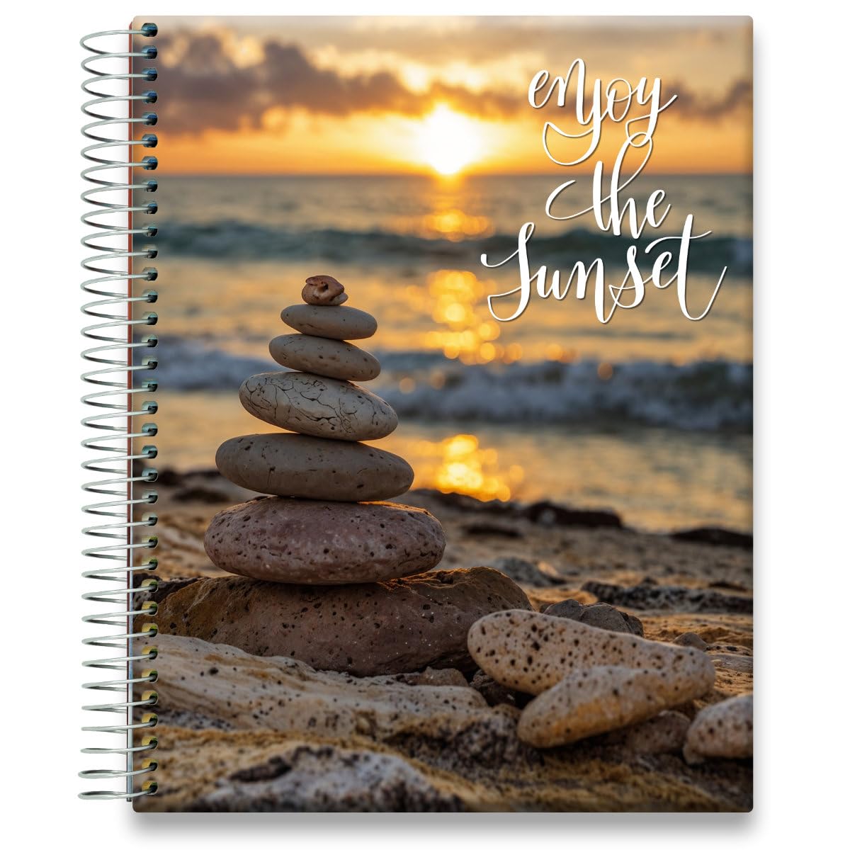 Planer 2027 – Oktober 2026–2027 Planer – 21,6 x 27,9 cm Hardcover – Tages-, Wochen- und Monats-Spiralbindung – O6D7 – Zen Sunrise mit Zitat