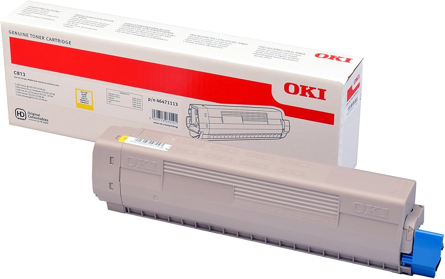 OKI 46471113, 5000 Pages Yellow Toner and Laser Cartridge (5000 Pages)